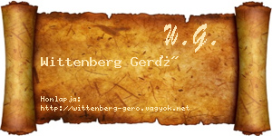 Wittenberg Gerő névjegykártya